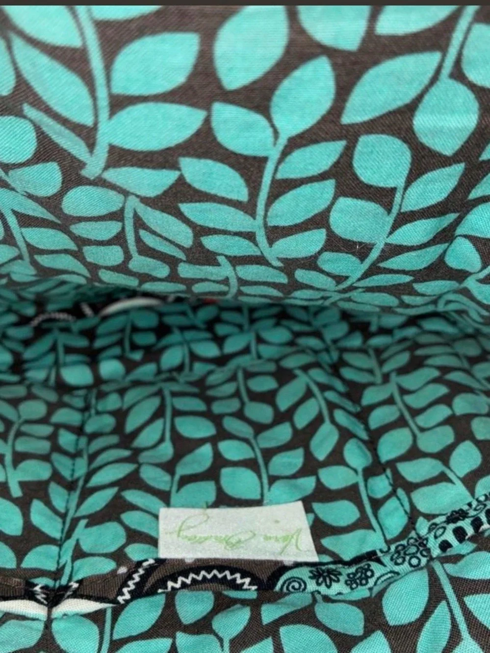 Vera Bradley Quilted Bag with Teal Floral Pattern on Brown